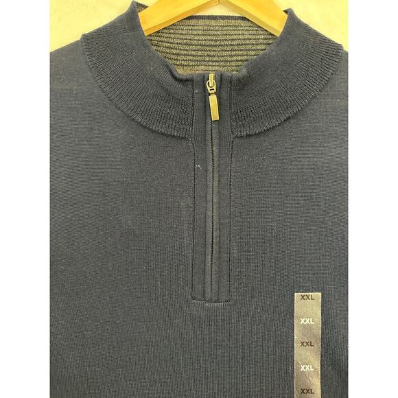 NWT Club Room Mens Wool Blend Sweater XXL Quarter Zip Navy - Picture 2 of 8
